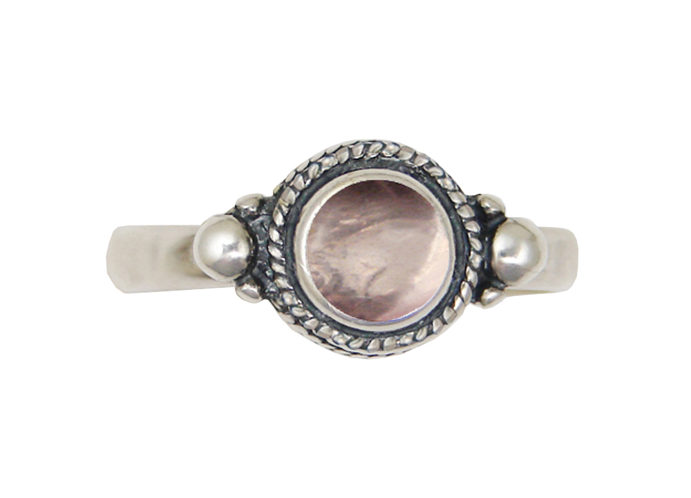 Sterling Silver Ring With Rose Quartz Size 6